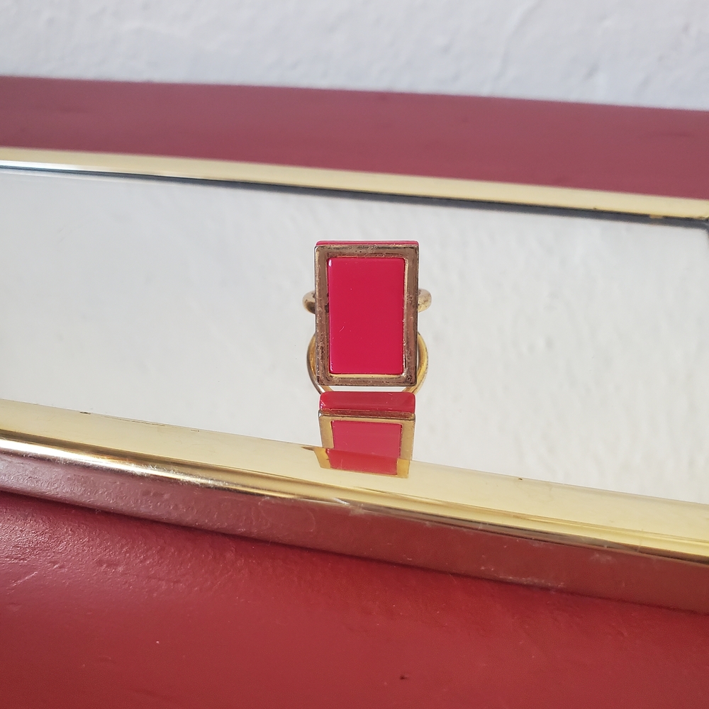 French Connection Red Rectangle Ring - Picture 6 of 8